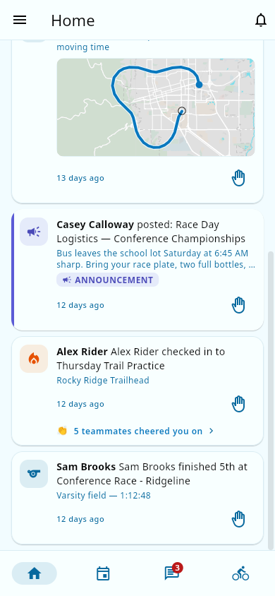 Home feed with mixed cards