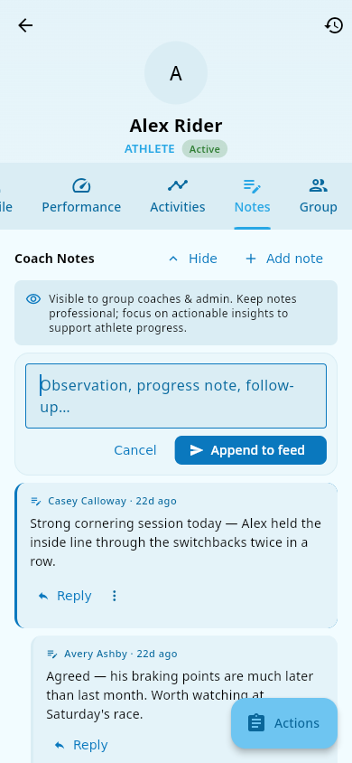 The coach note composer