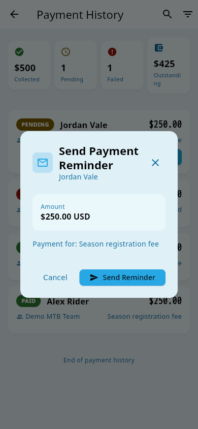 Send reminder action