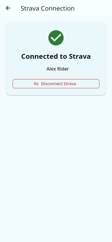 Strava connect screen, disconnected