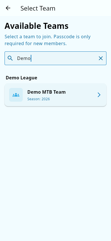 Team list with search