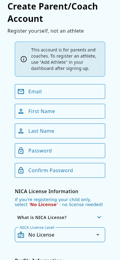 Registration form