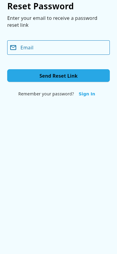 Password reset form