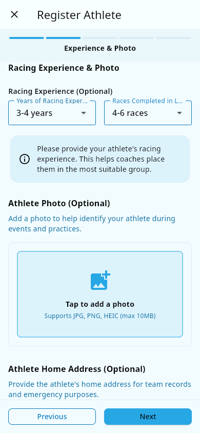 Step 2: experience details and photo