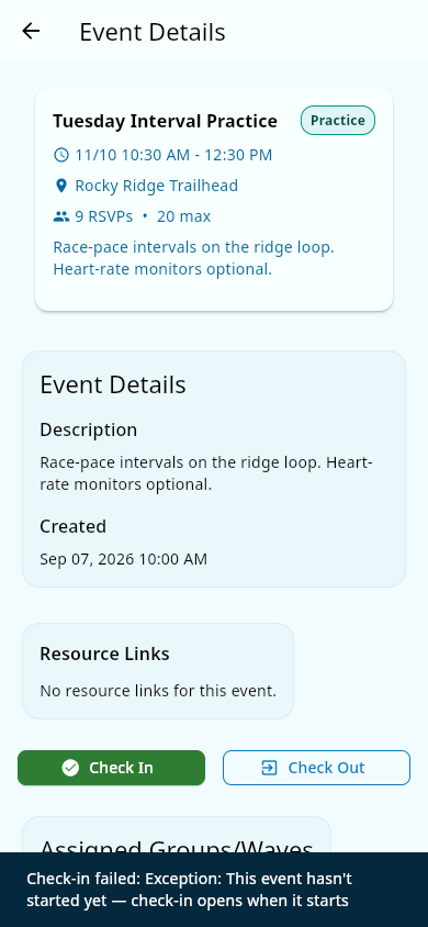 Check-in blocked