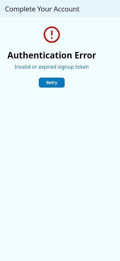 Expired invite link screen