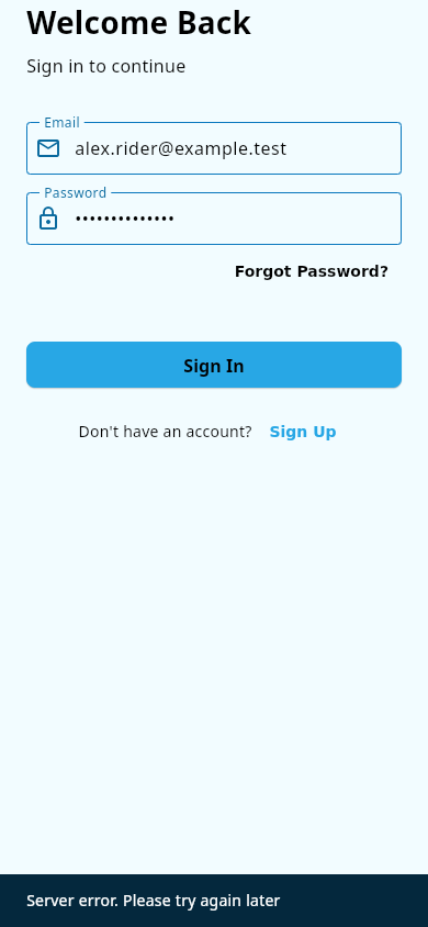 Login error banner