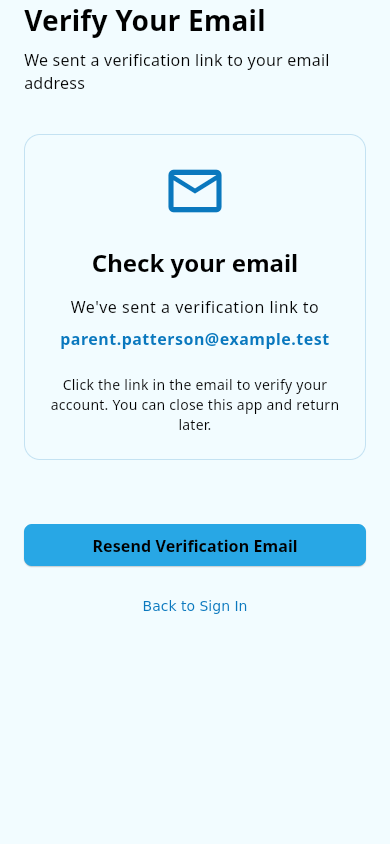 Email verification waiting screen